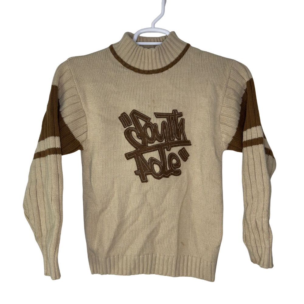 South Pole Cream and Brown Turtleneck Sweater
